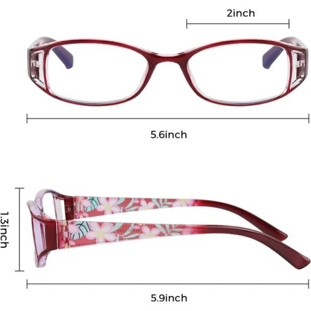 6 Pairs Reading Glasses X2.0 MAG Elegant Anti UV/Blue Light resin Matching Cases